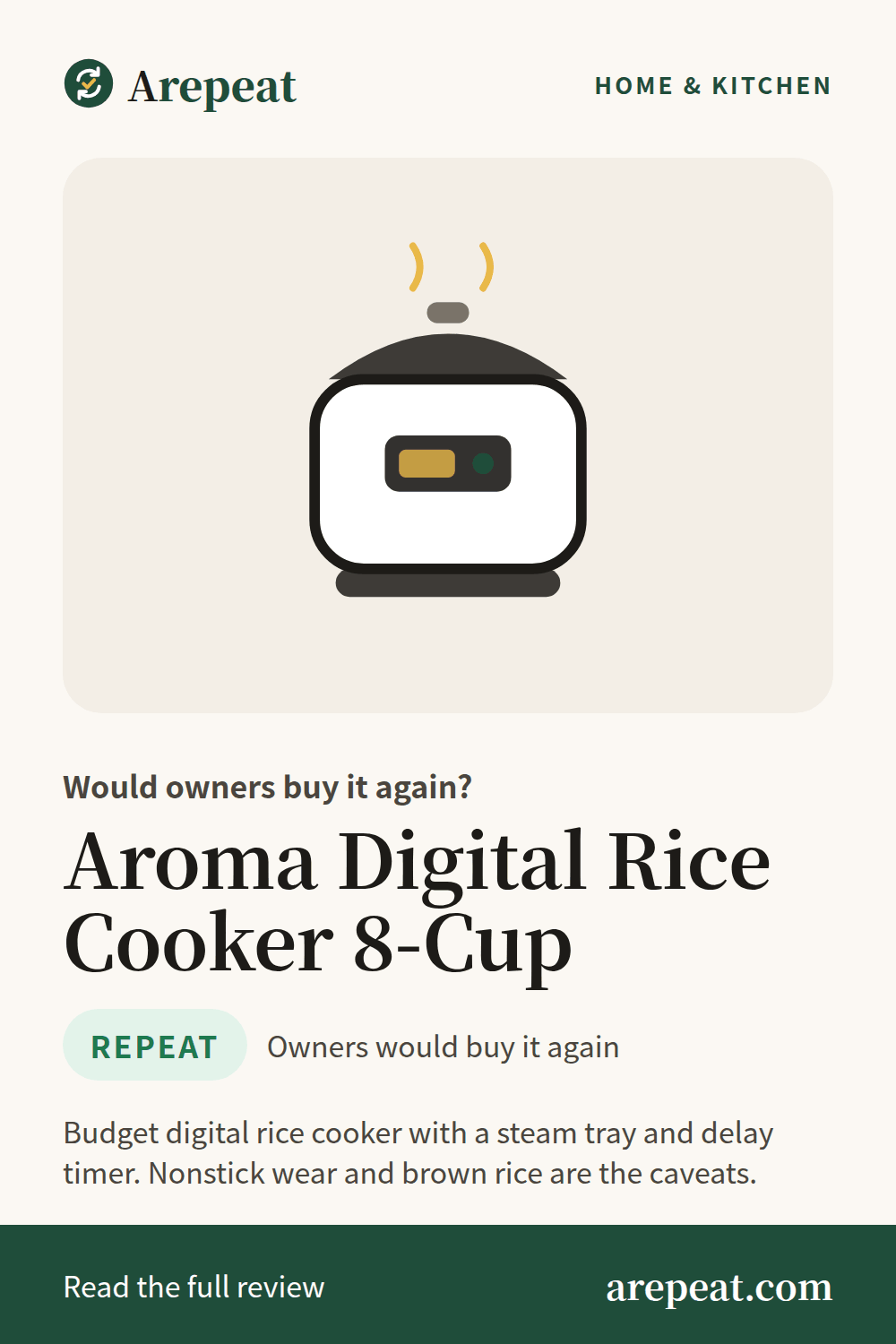 Aroma Digital Rice Cooker 8-Cup review: would owners buy it again?
