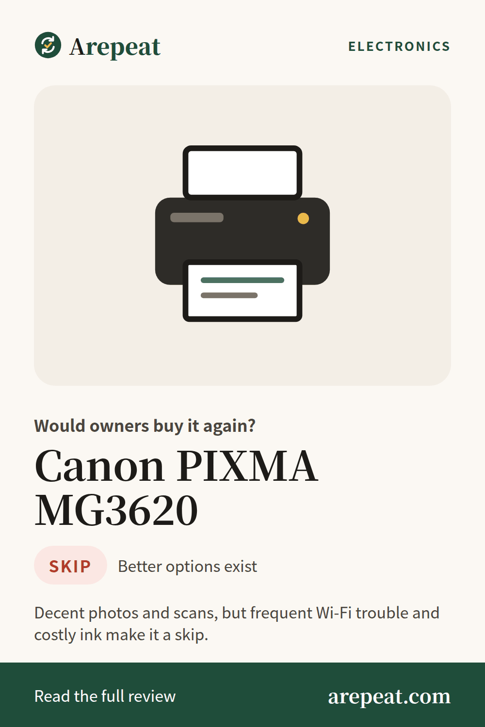 Canon PIXMA MG3620 review: would owners buy it again?