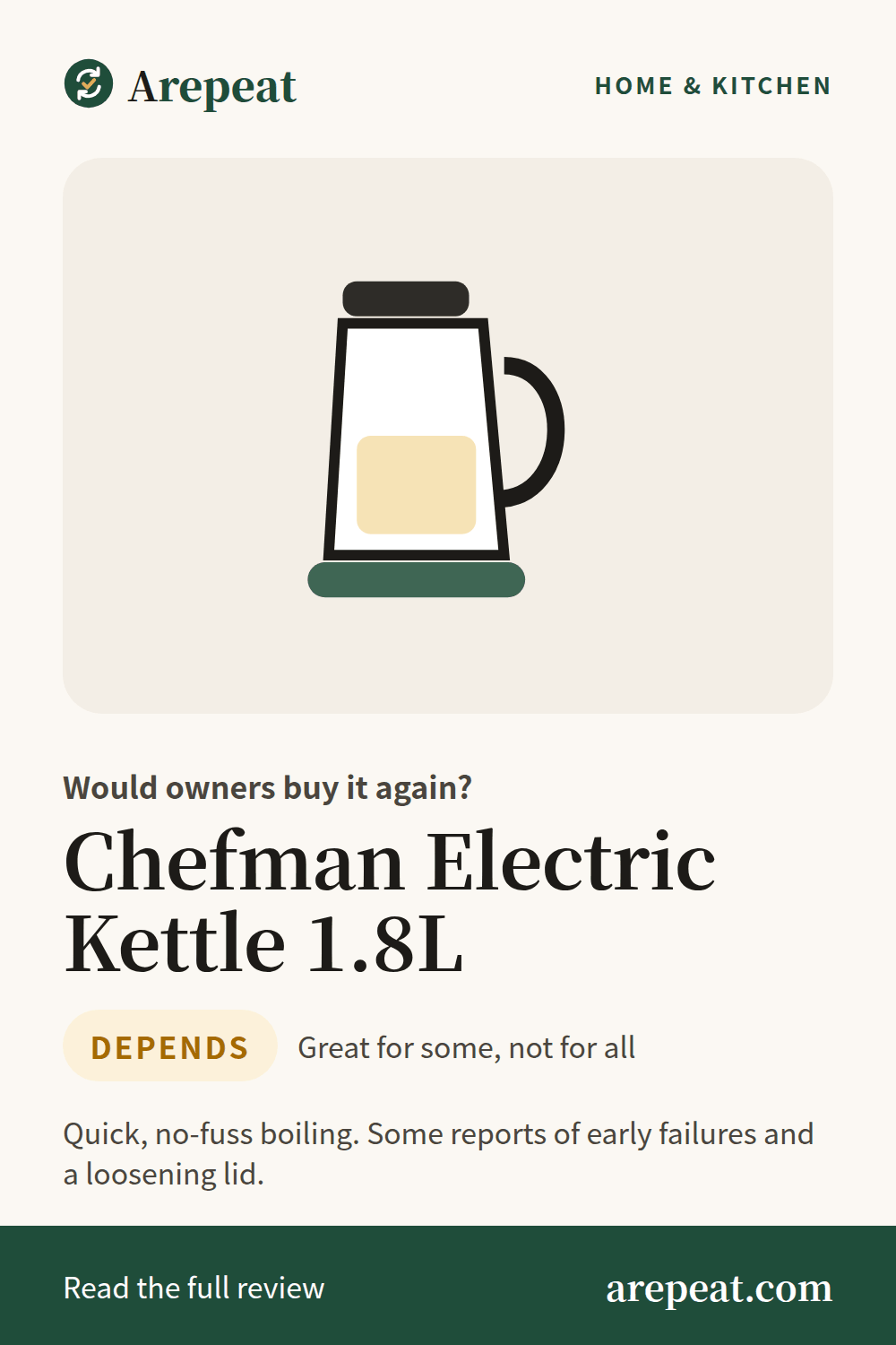 Chefman Electric Kettle 1.8L review: would owners buy it again?