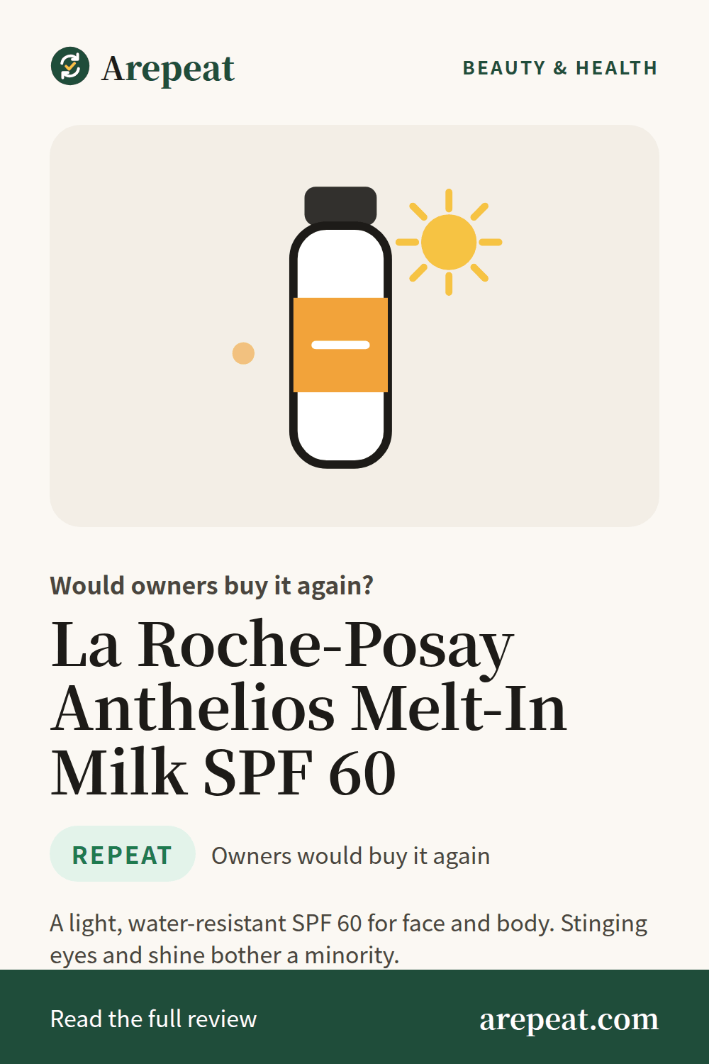 La Roche-Posay Anthelios Melt-In Milk SPF 60 review: would owners buy it again?