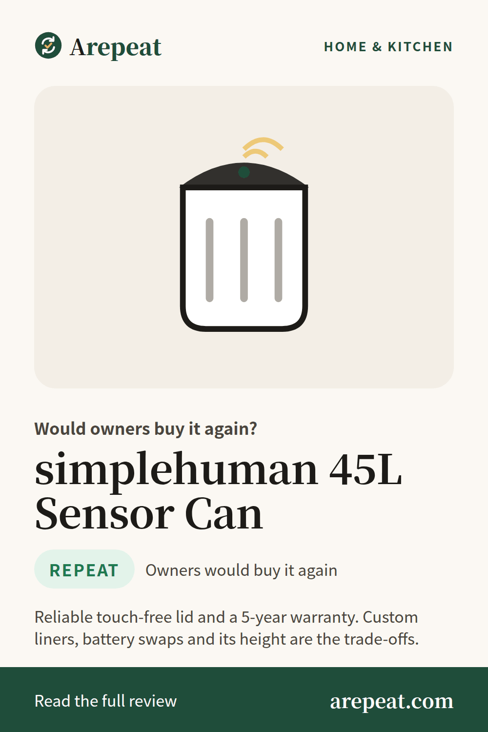 simplehuman 45L Sensor Can review: would owners buy it again?