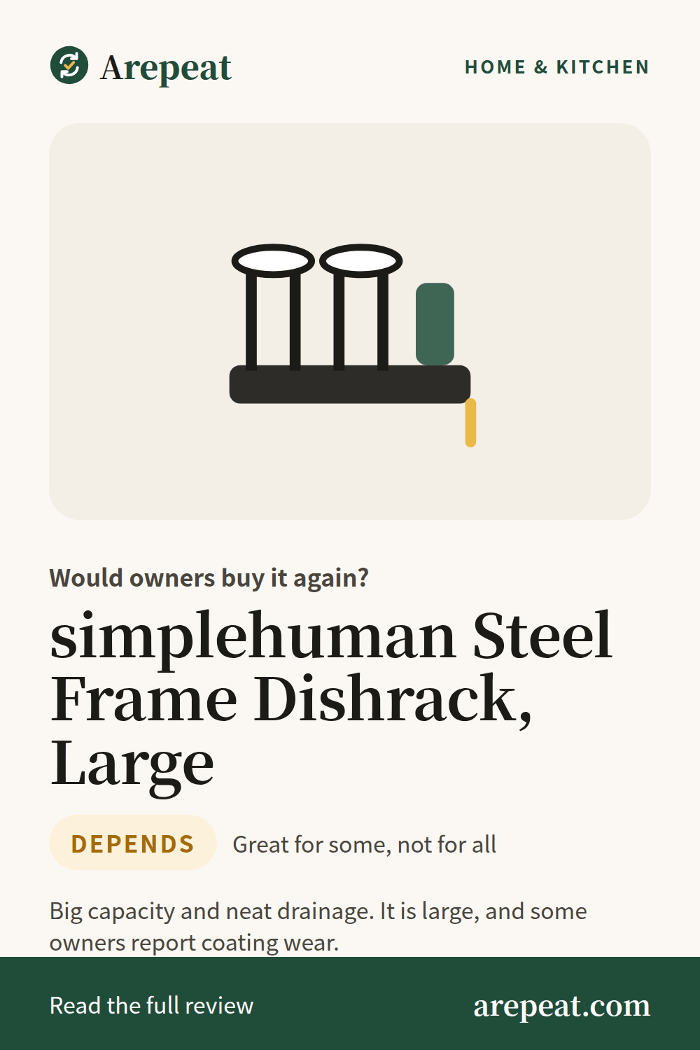 simplehuman Steel Frame Dishrack, Large review: would owners buy it again?